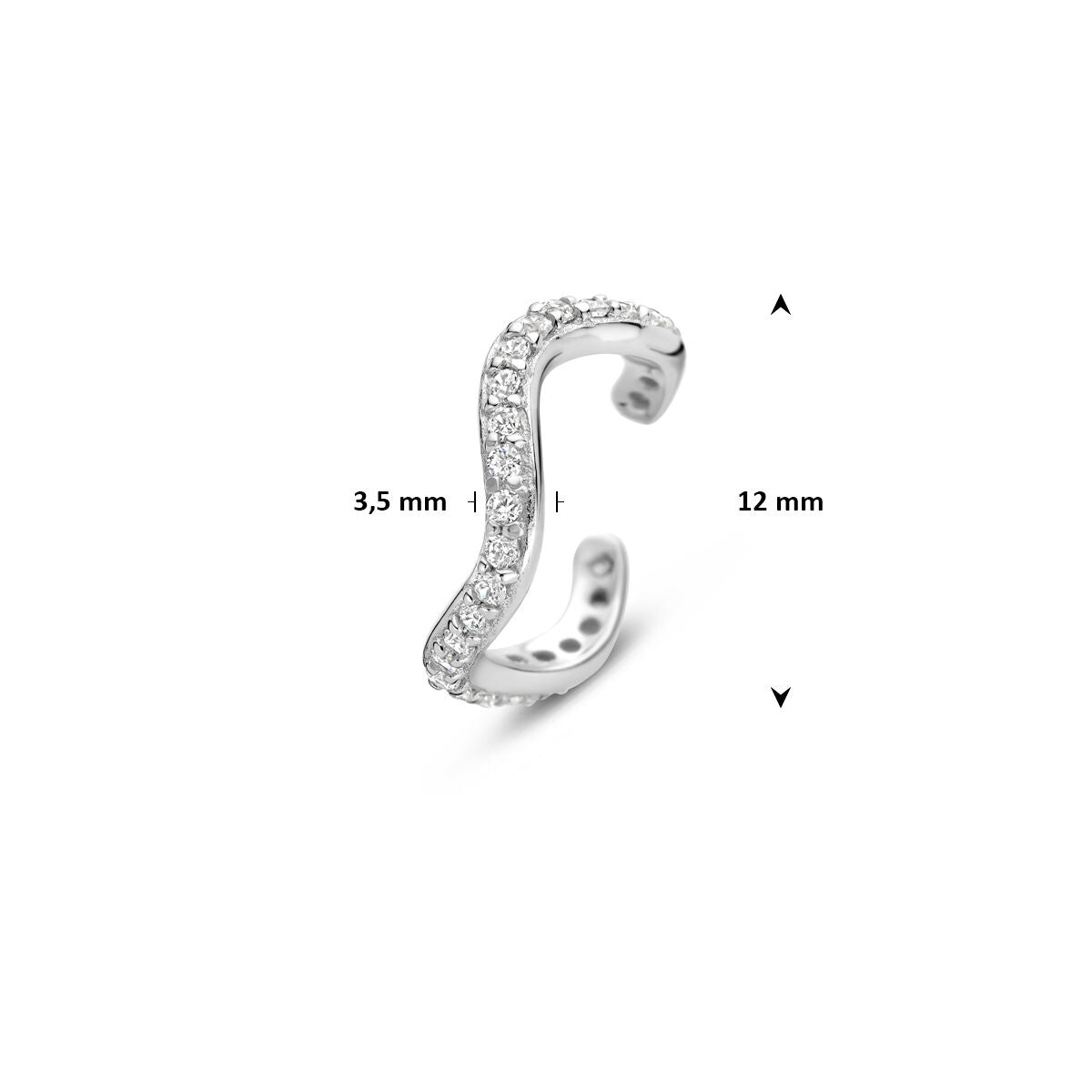 Ear cuff en argent avec zircone 925 rhodié