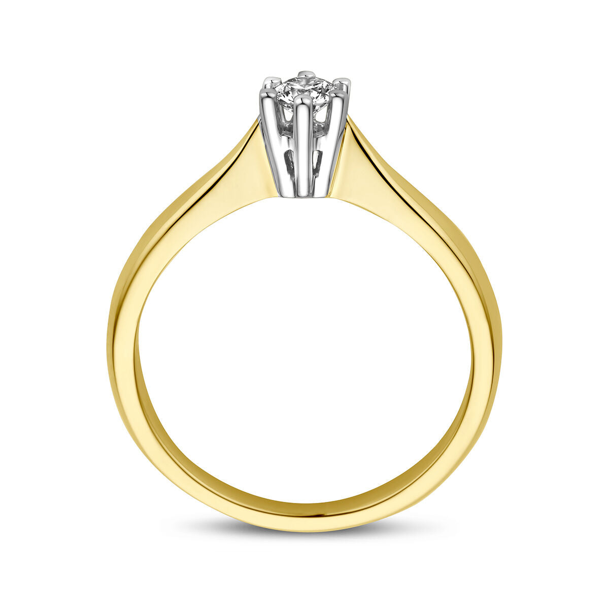 bague diamant 0.15ct h si or bicolore jaune/blanc 14K