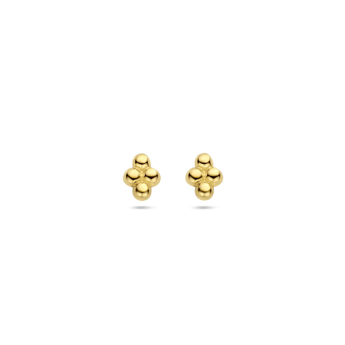 Boucles d'oreilles en or jaune 14K avec des petites billes rondes.