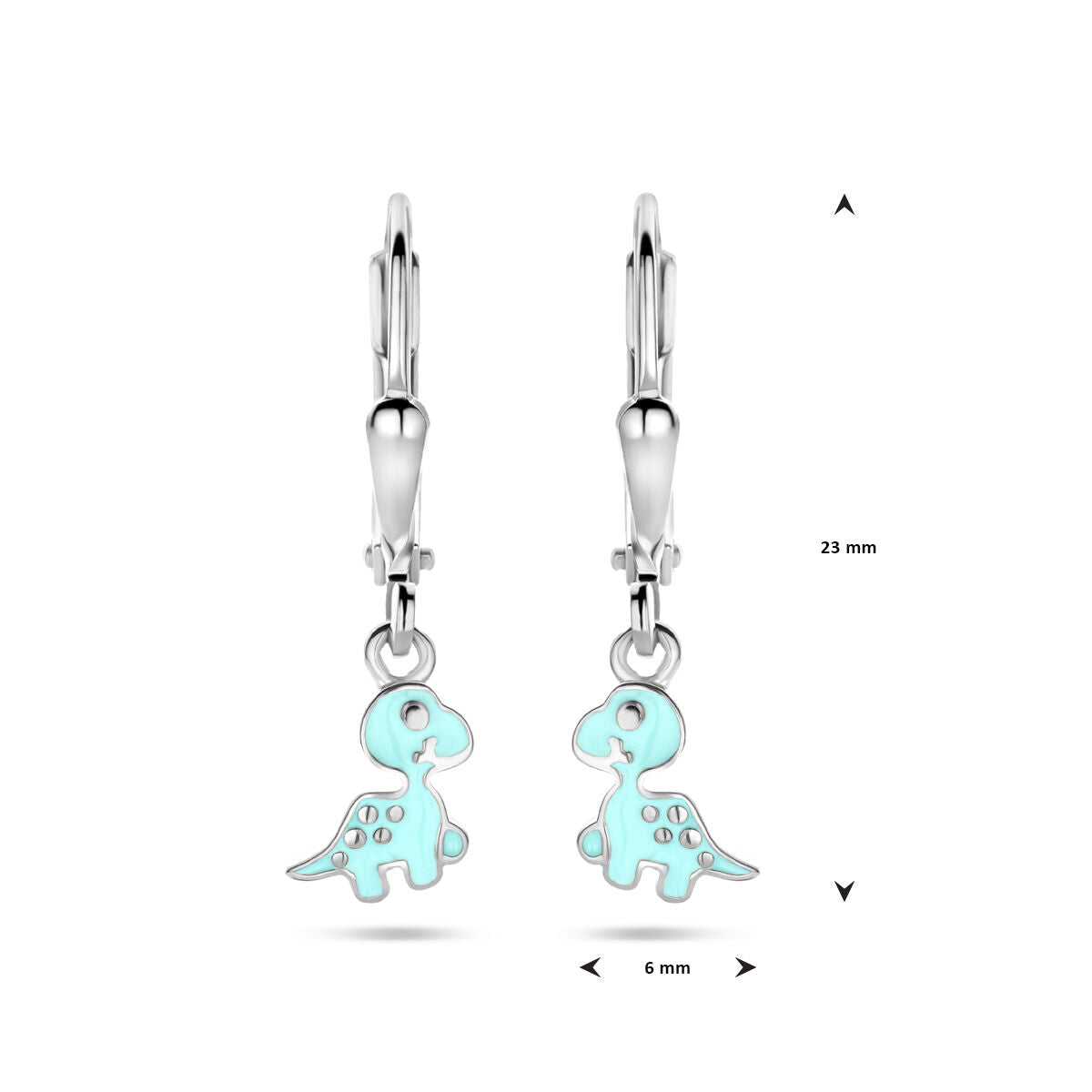 boucles d'oreilles dinosaure brisur crochet 23 mm argent rhodié