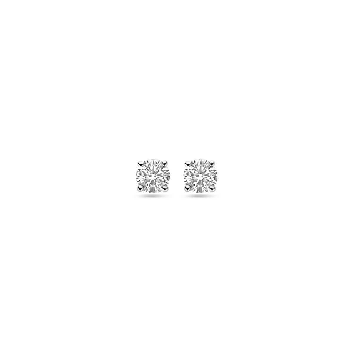Boucles d'oreilles en diamant lab grown de 0,5 ct (2x 0,25 ct) en or blanc 14K, forme carrée de 4 mm.