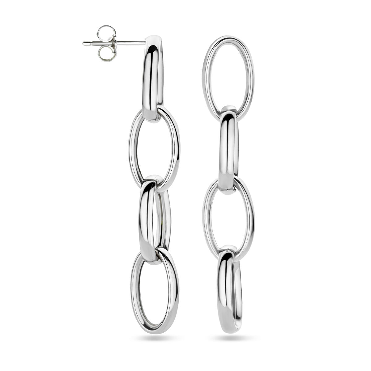 boucles d'oreilles maille 50 mm argent rhodié