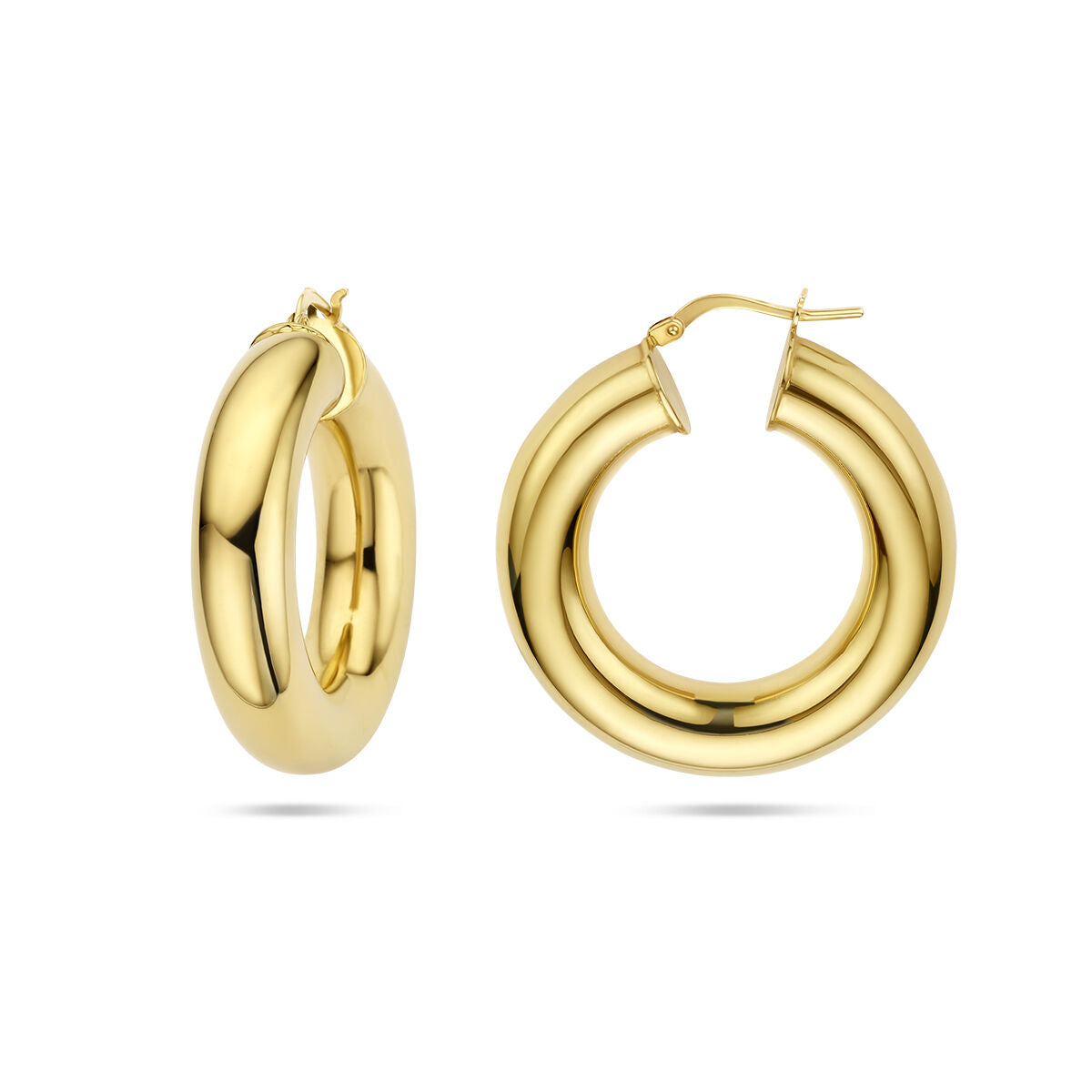 créoles 8,5 mm tube rond 1 micron argent plaqué or (jaune)