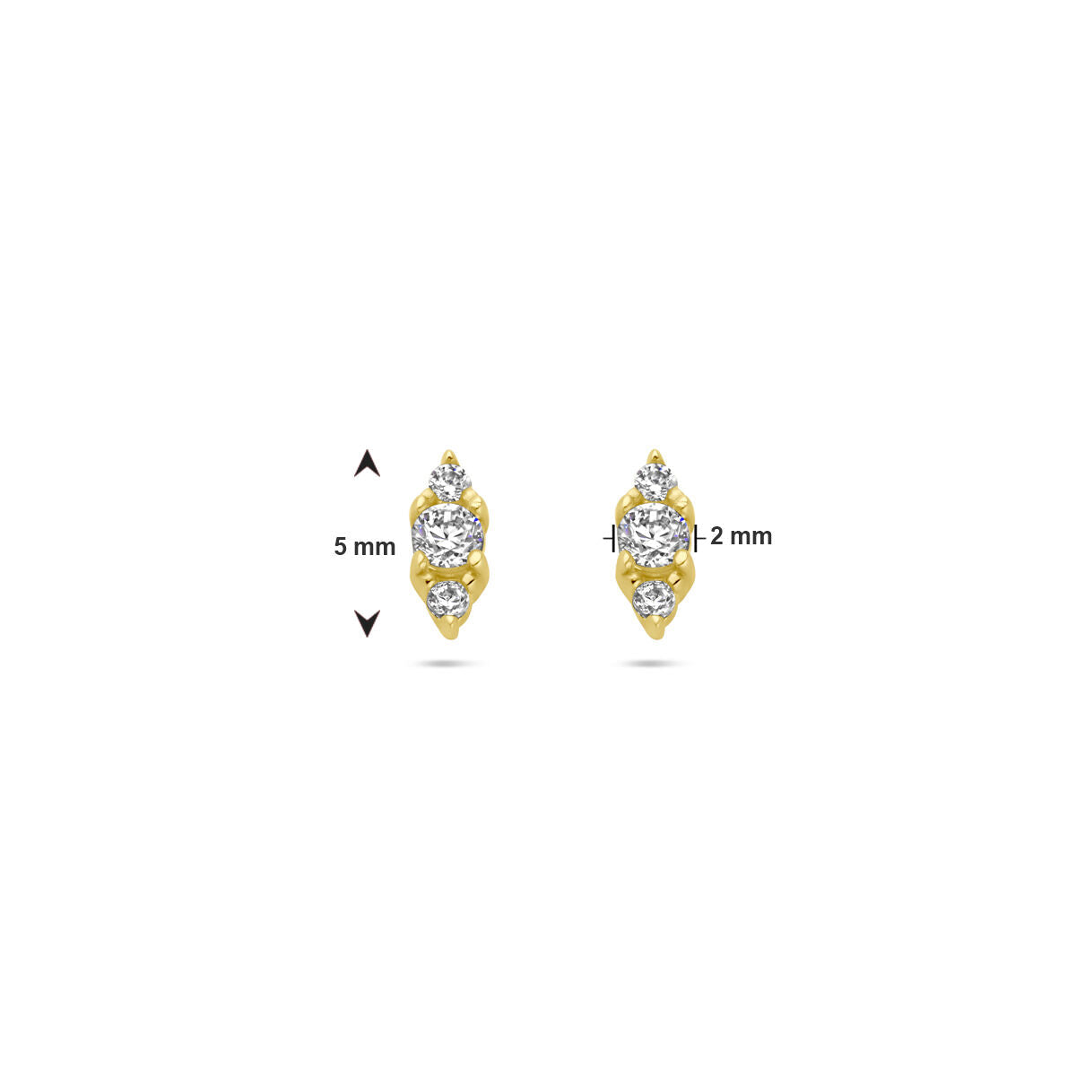 puces d'oreilles zircone 14K or jaune
