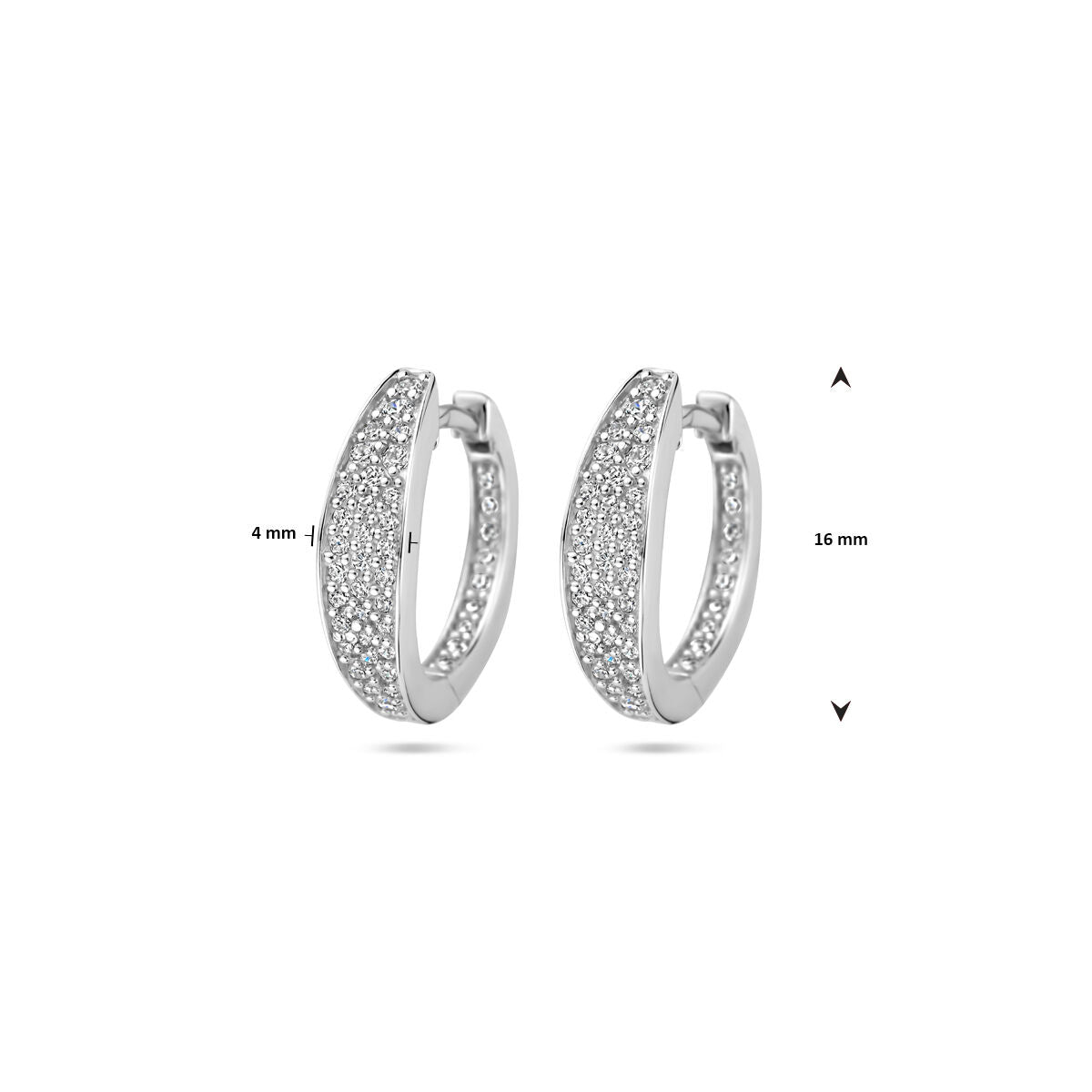créoles zircone 16 mm argent rhodié