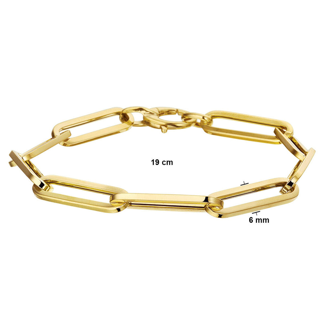 Gouden armband dames paperclip vierkante buis 14K