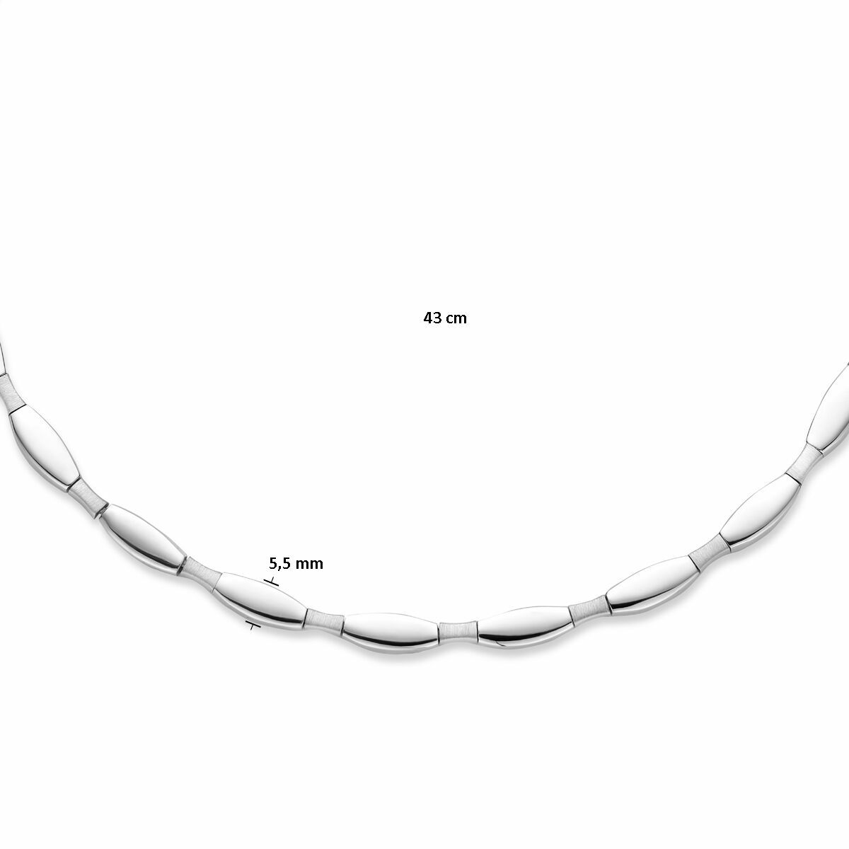 collier choker 5,5 mm 43 cm poli/mat argent rhodié