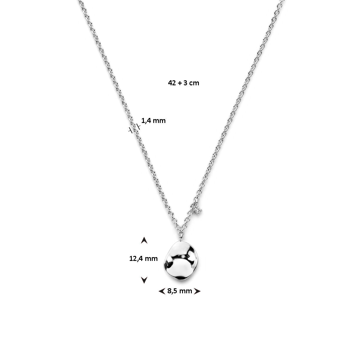 collier diamant 0.02ct j p1 42 + 3 cm argent rhodié