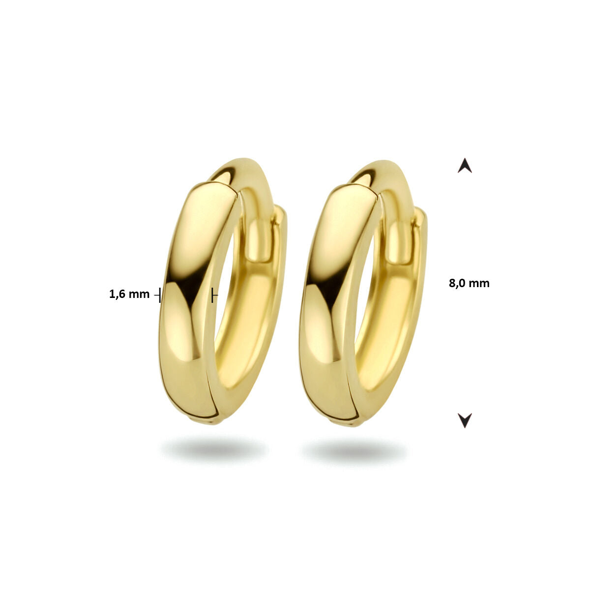 créoles 1.6 x 8 mm or jaune 14K