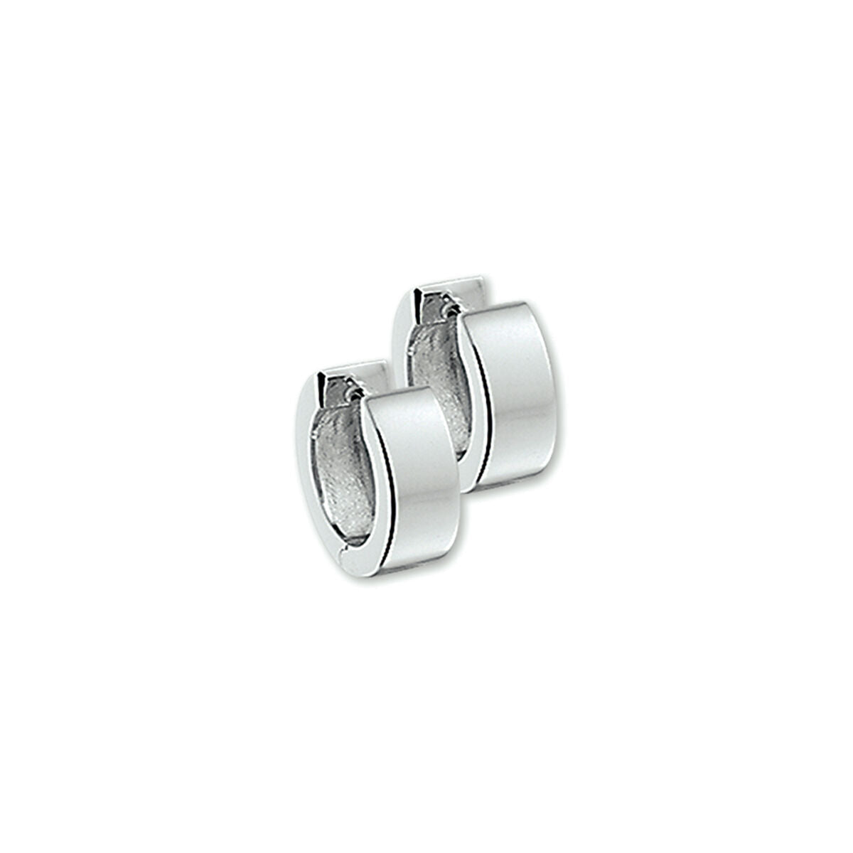 Boucles d'oreilles en argent rhodié, de forme plate et lisse.