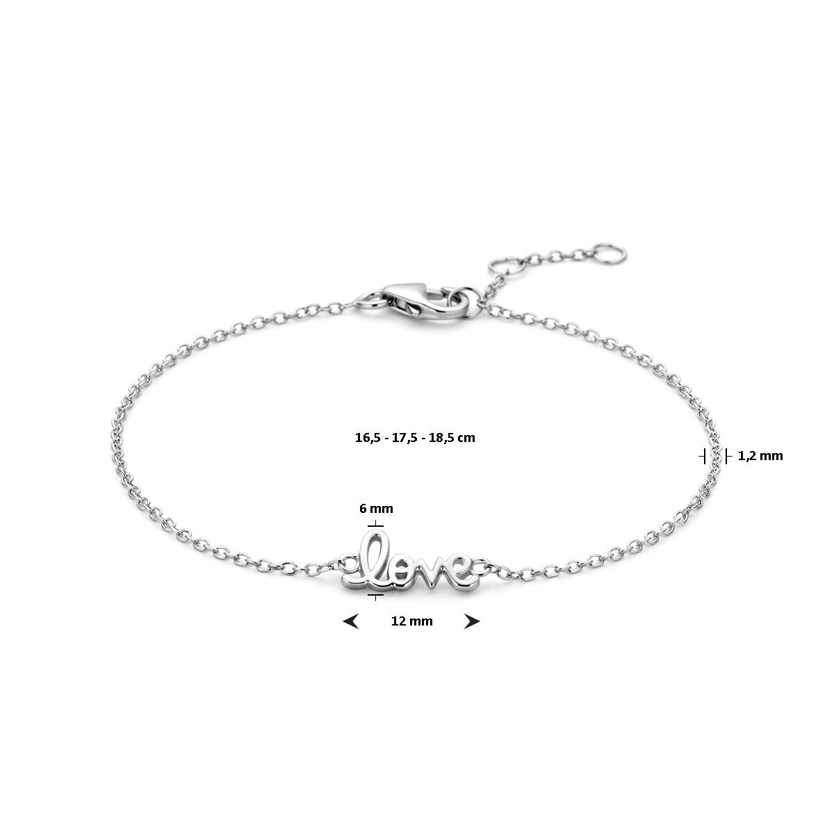 bracelet love 16,5 - 17,5 - 18,5 cm argent rhodié