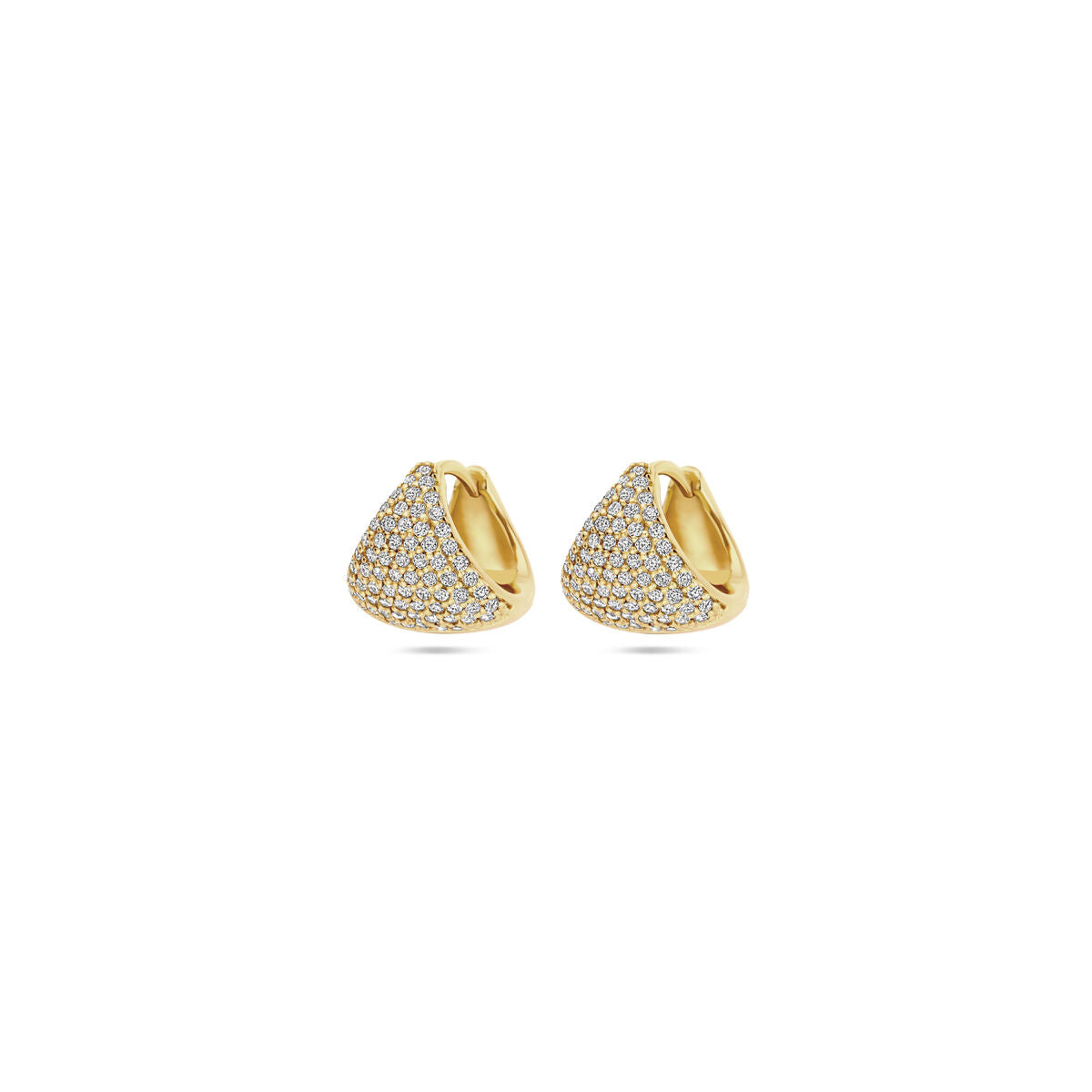 Boucles d'oreilles dorées en forme de goutte, ornées de zircons.