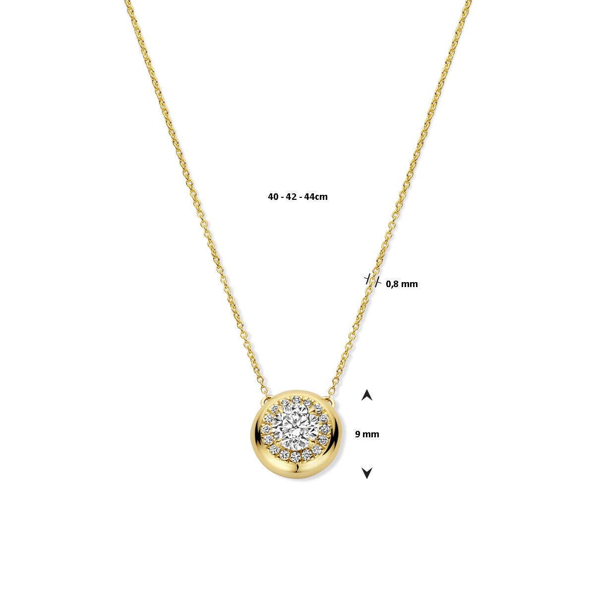 collier diamant cultivé en laboratoire 0.49ct h si or jaune 14K