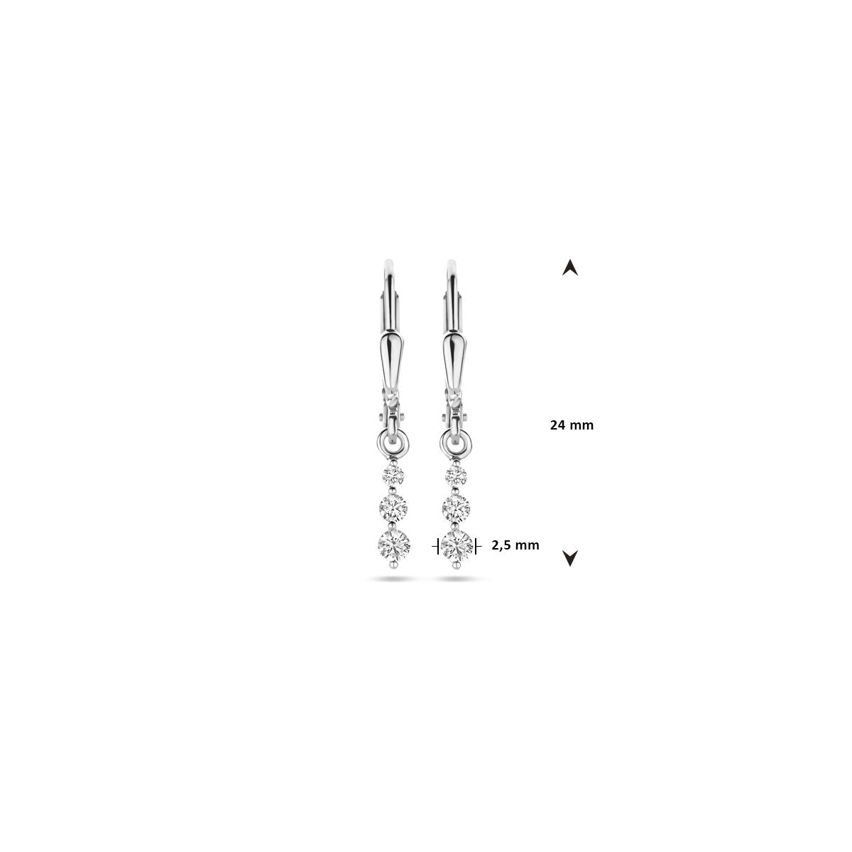 boucles d'oreilles zircone brisur crochet 24 mm argent rhodié