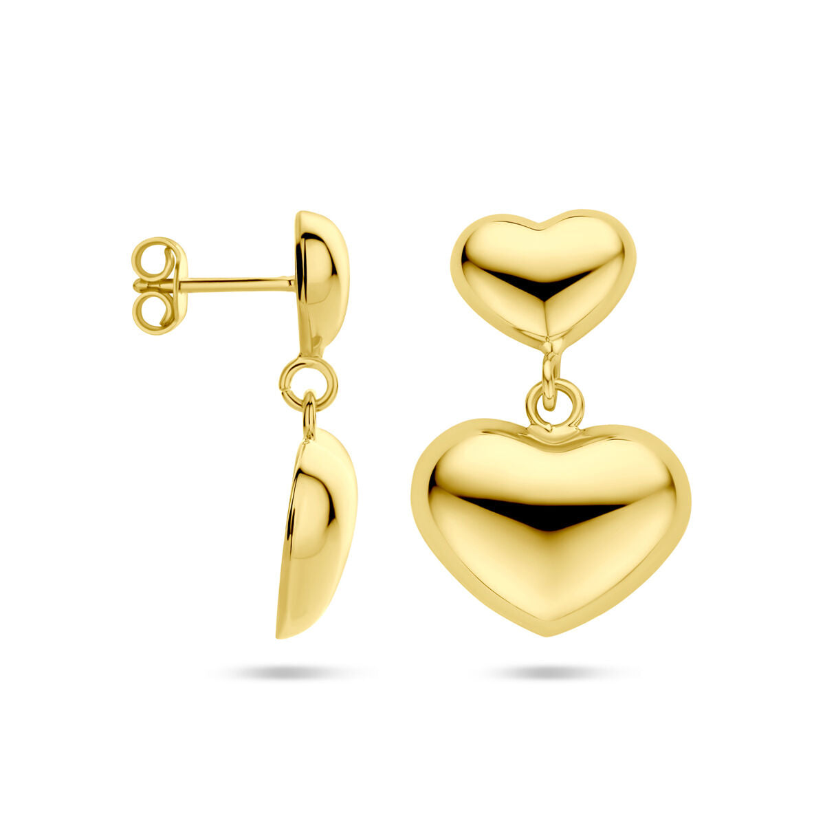 boucles d'oreilles cœurs 26 mm 1 micron argent plaqué or (jaune)