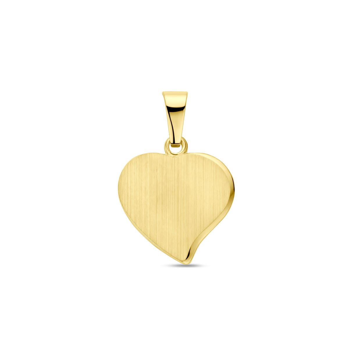 Pendentif en or jaune 14 carats en forme de cœur avec une finition brossée.