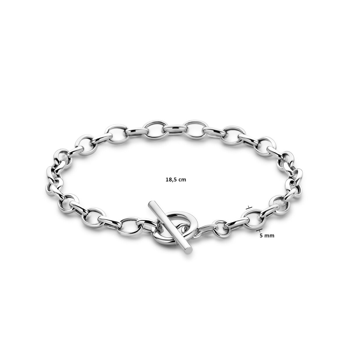 bracelet marine 5 mm 18,5 cm fermoir à charnière argent rhodié