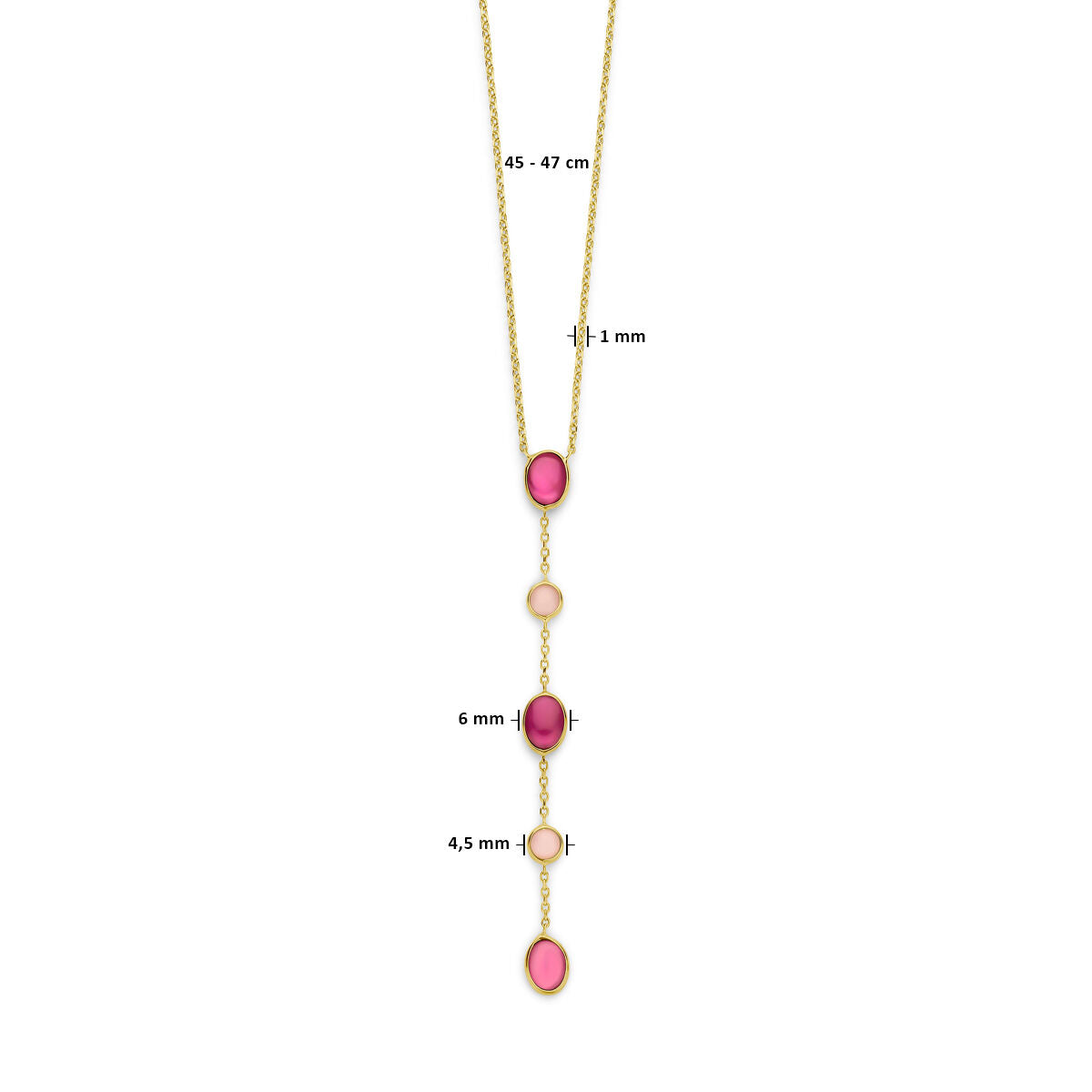 Collier en or pour femme avec opale rose et rubis 14K