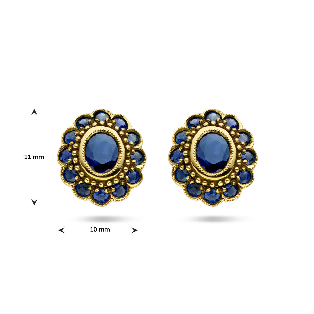 puces d'oreilles saphir 14K or jaune