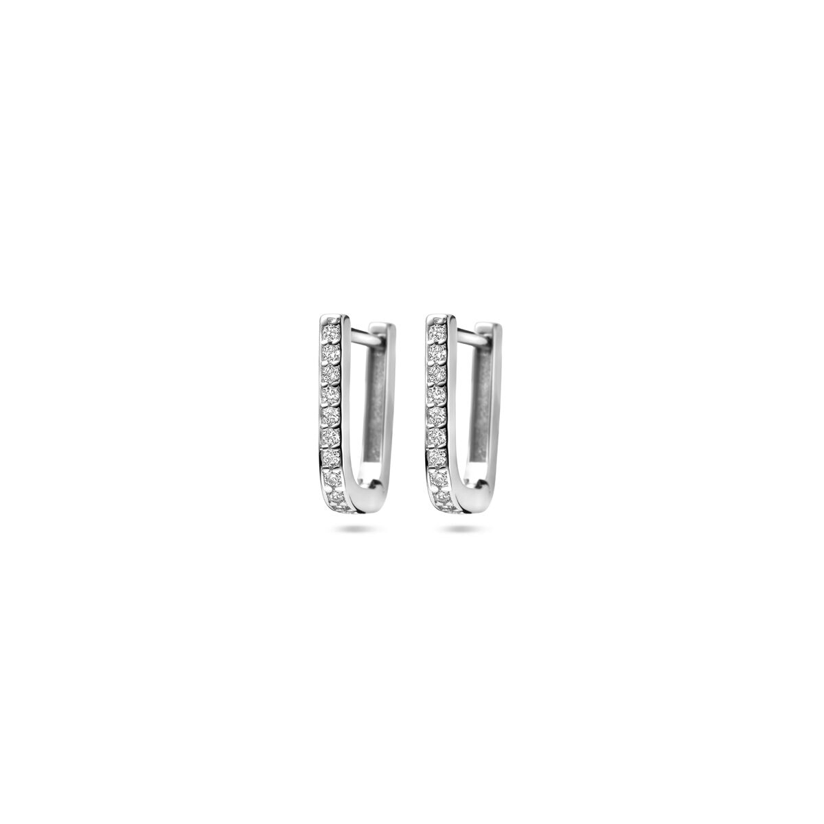 Boucles d'oreilles en argent rhodié de 12 mm avec zircons.