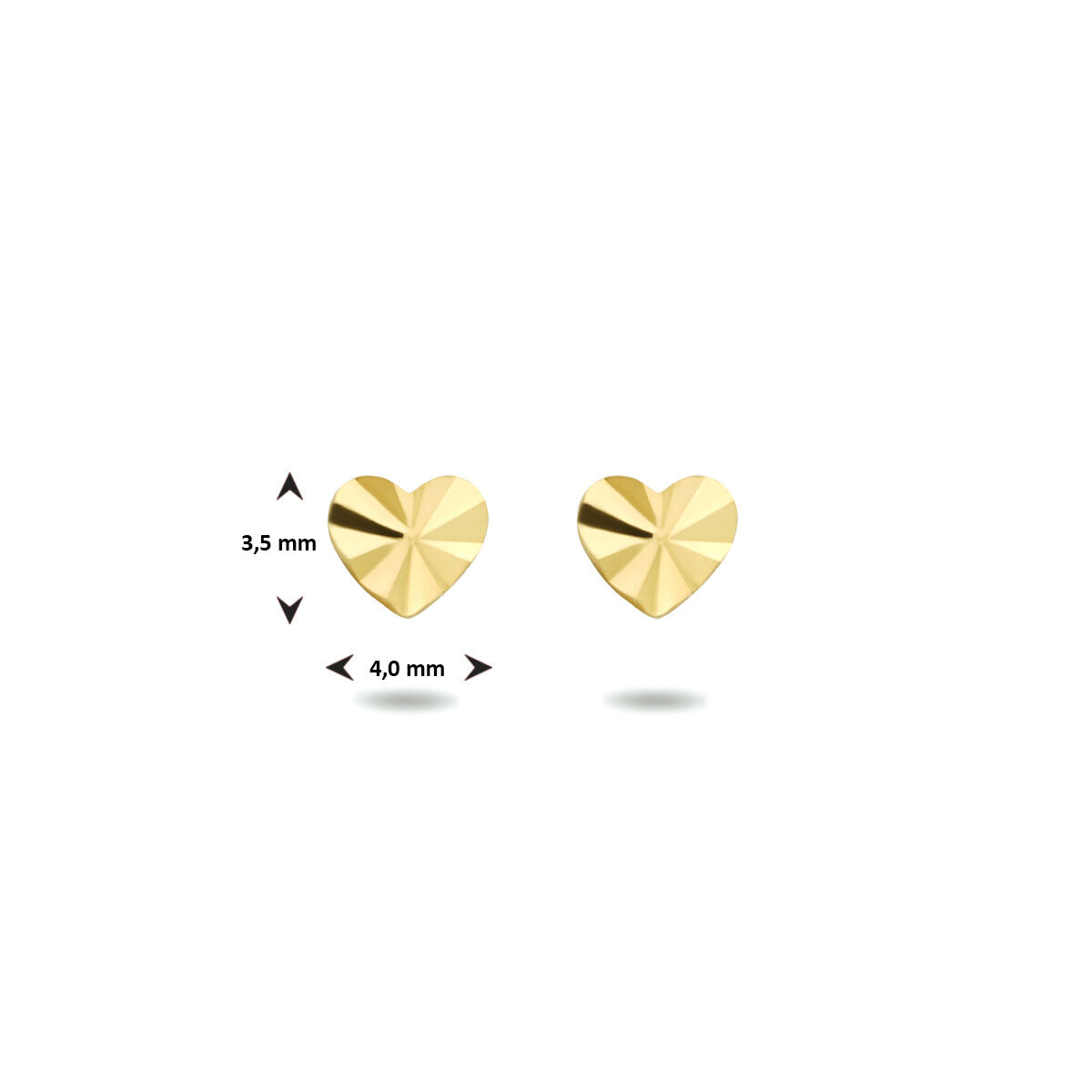 puces d'oreilles cœur diamanté 14K or jaune