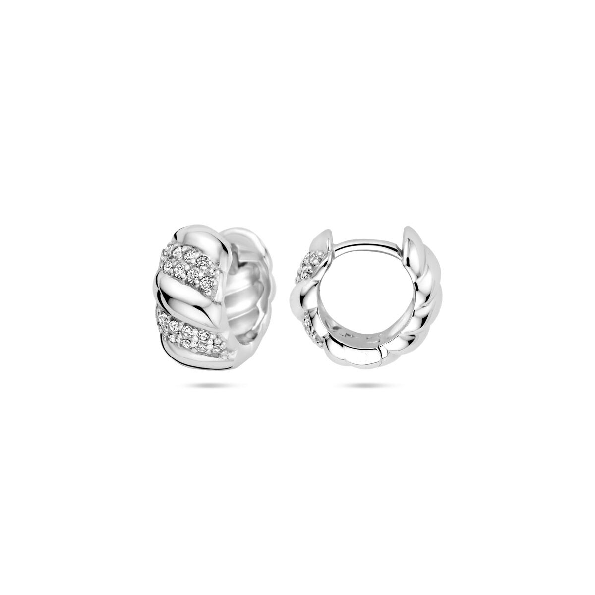 créoles zircone torsadées 6 mm argent rhodié