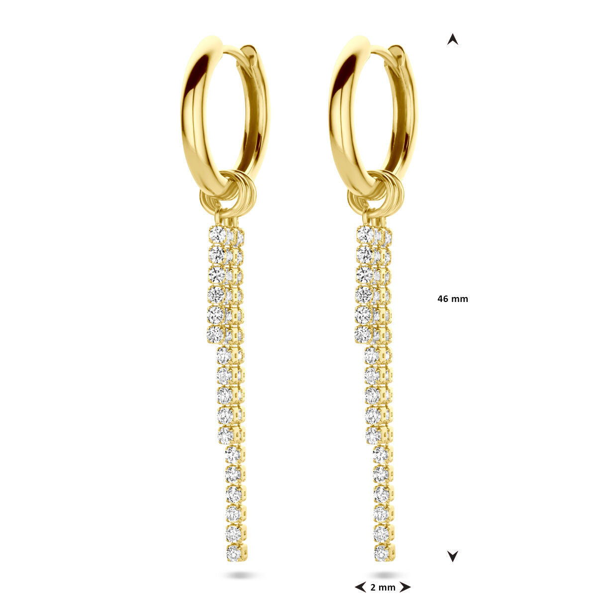 créoles zircone 46 mm 1 micron argent plaqué or (jaune)