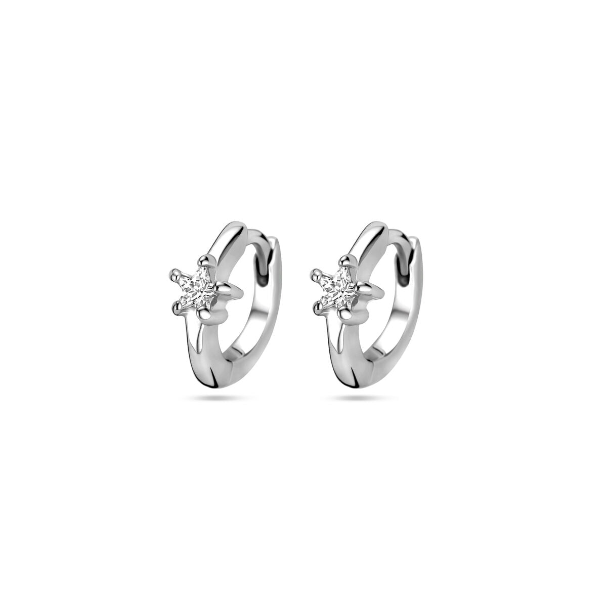 Boucles d'oreilles en argent rhodié de 10,5 mm avec zirconia.
