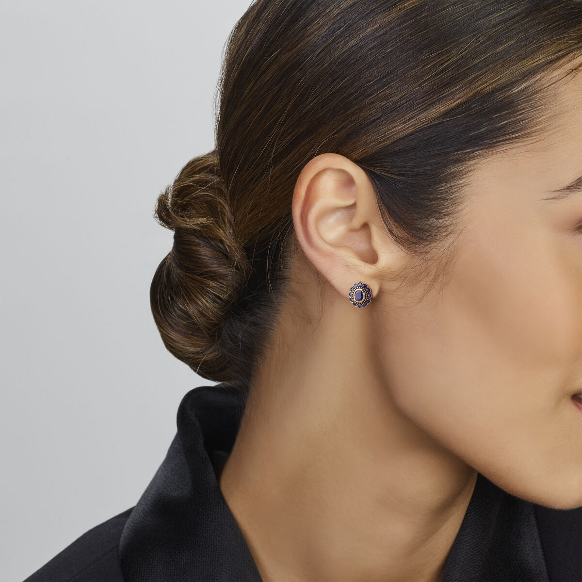 puces d'oreilles saphir 14K or jaune
