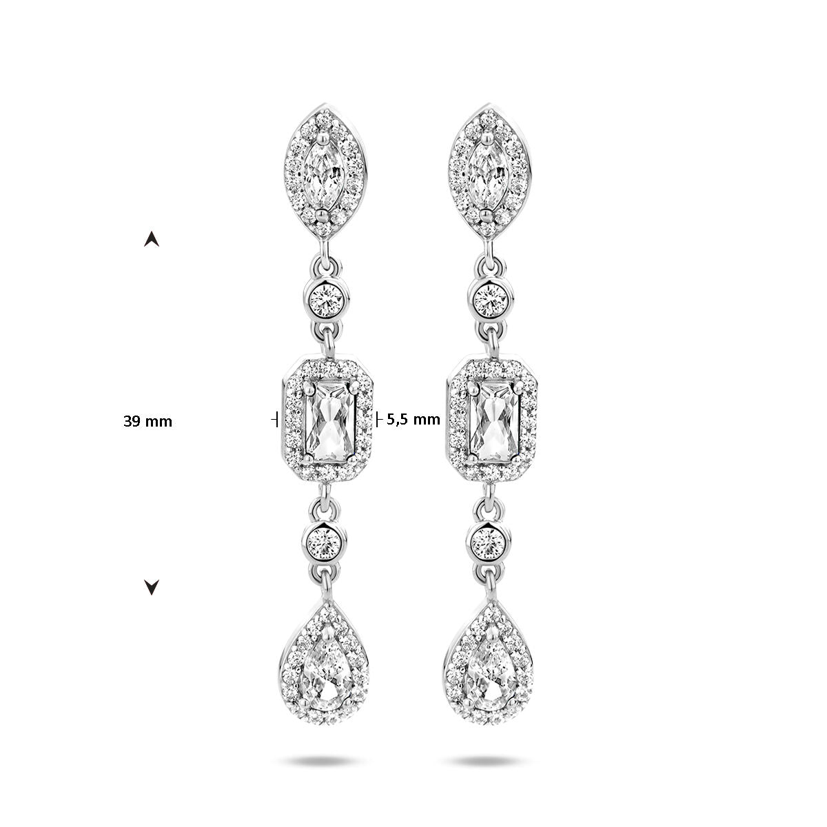 boucles d'oreilles zircone argent rhodié