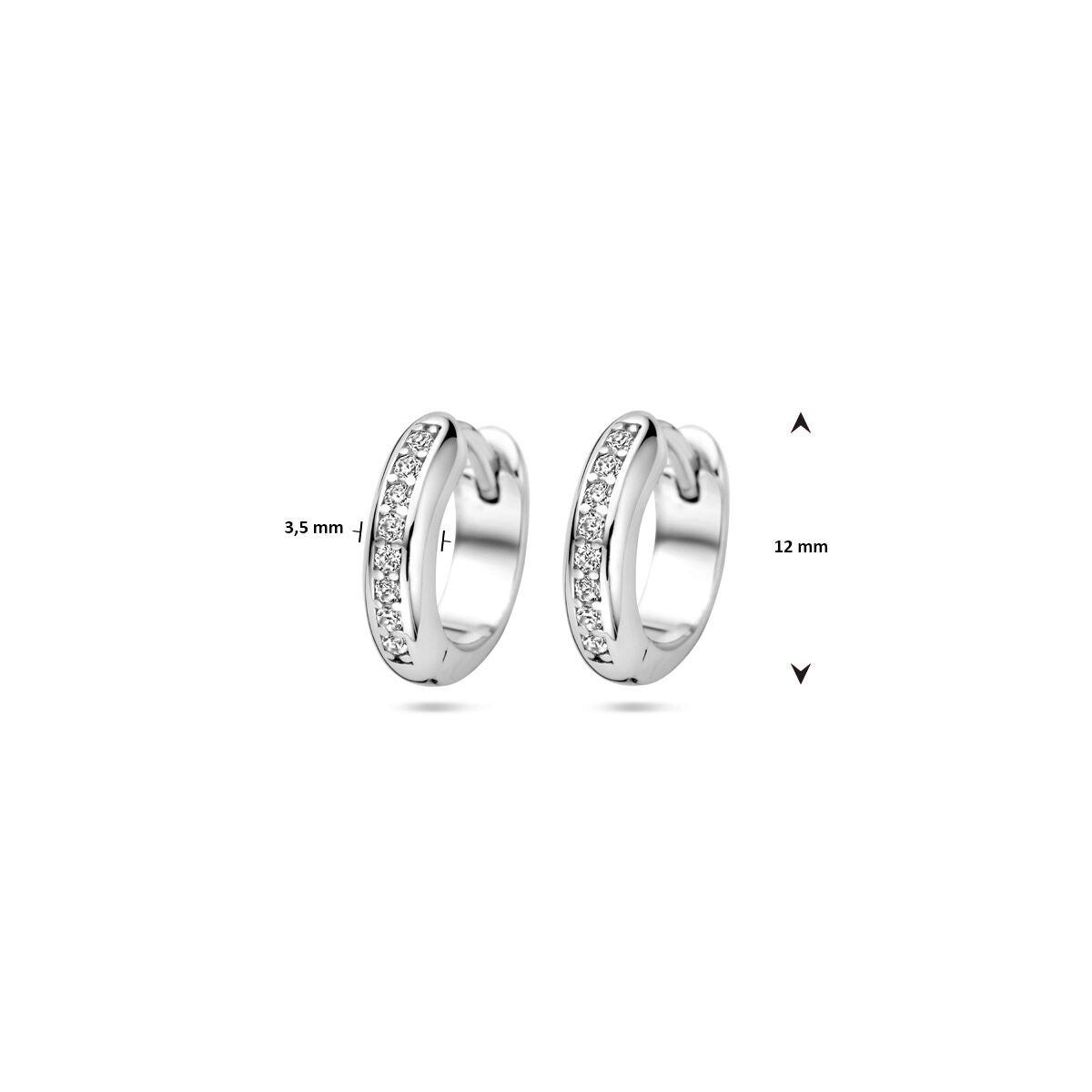 créoles zircone 12 mm argent rhodié
