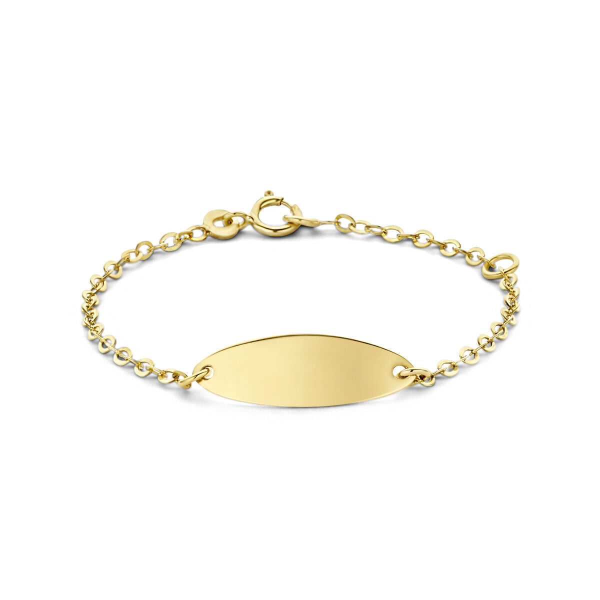 Bracelet en or 9 carats avec plaque gravable de 6,0 mm et chaîne délicate.