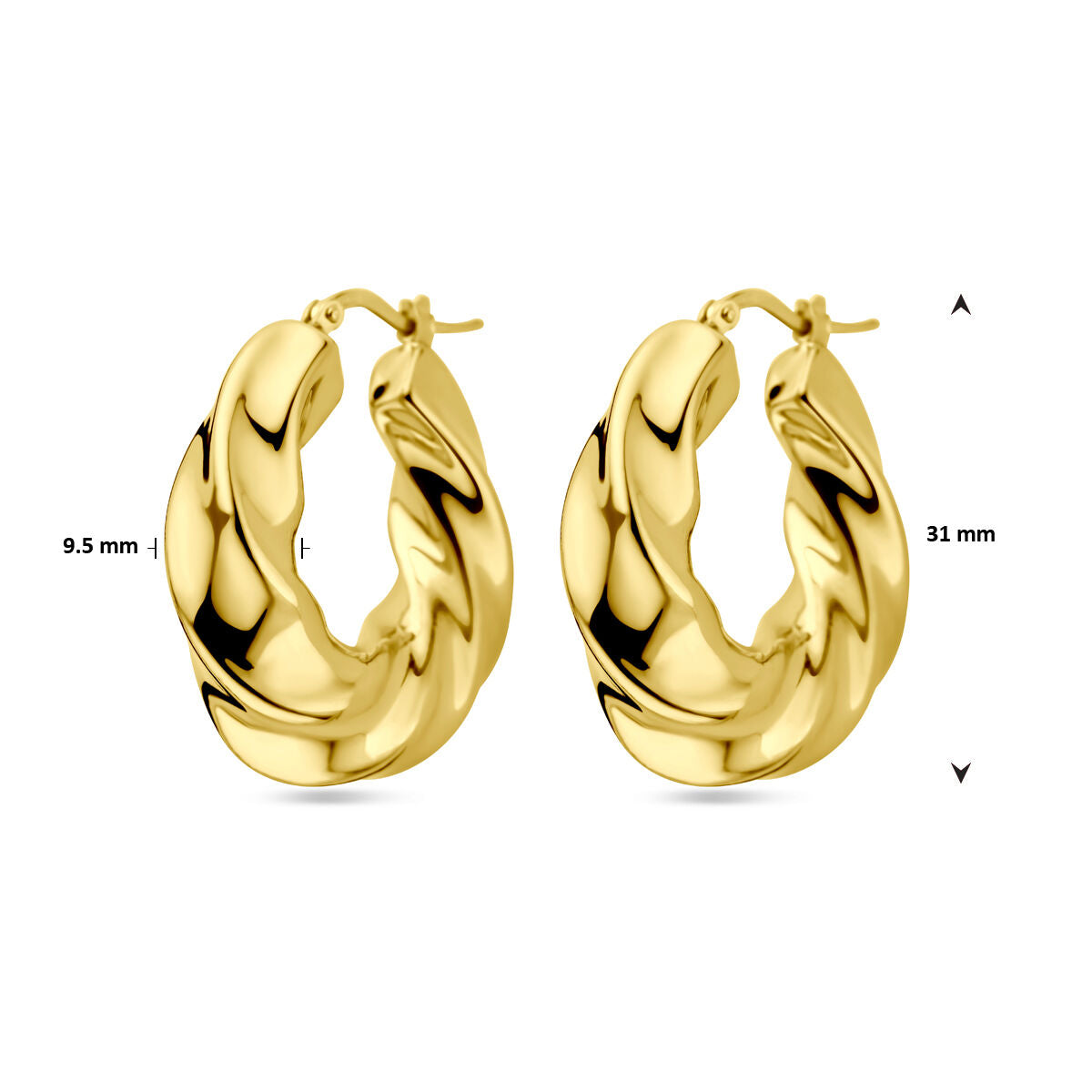 créoles torsadées 1 micron argent plaqué or (jaune)