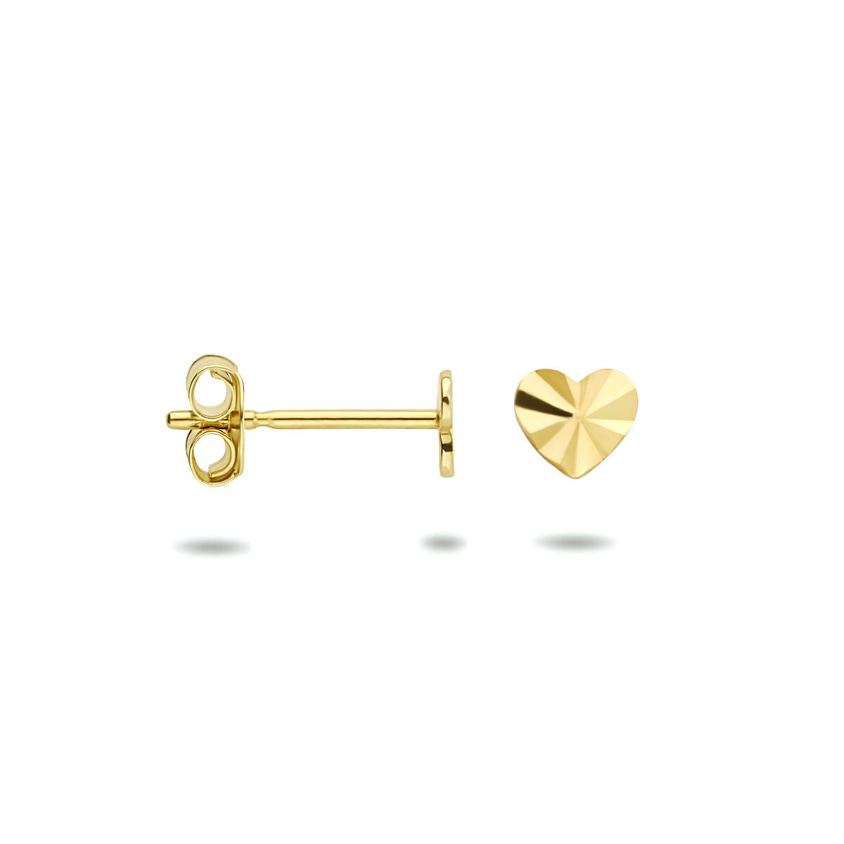 puces d'oreilles cœur diamanté 14K or jaune
