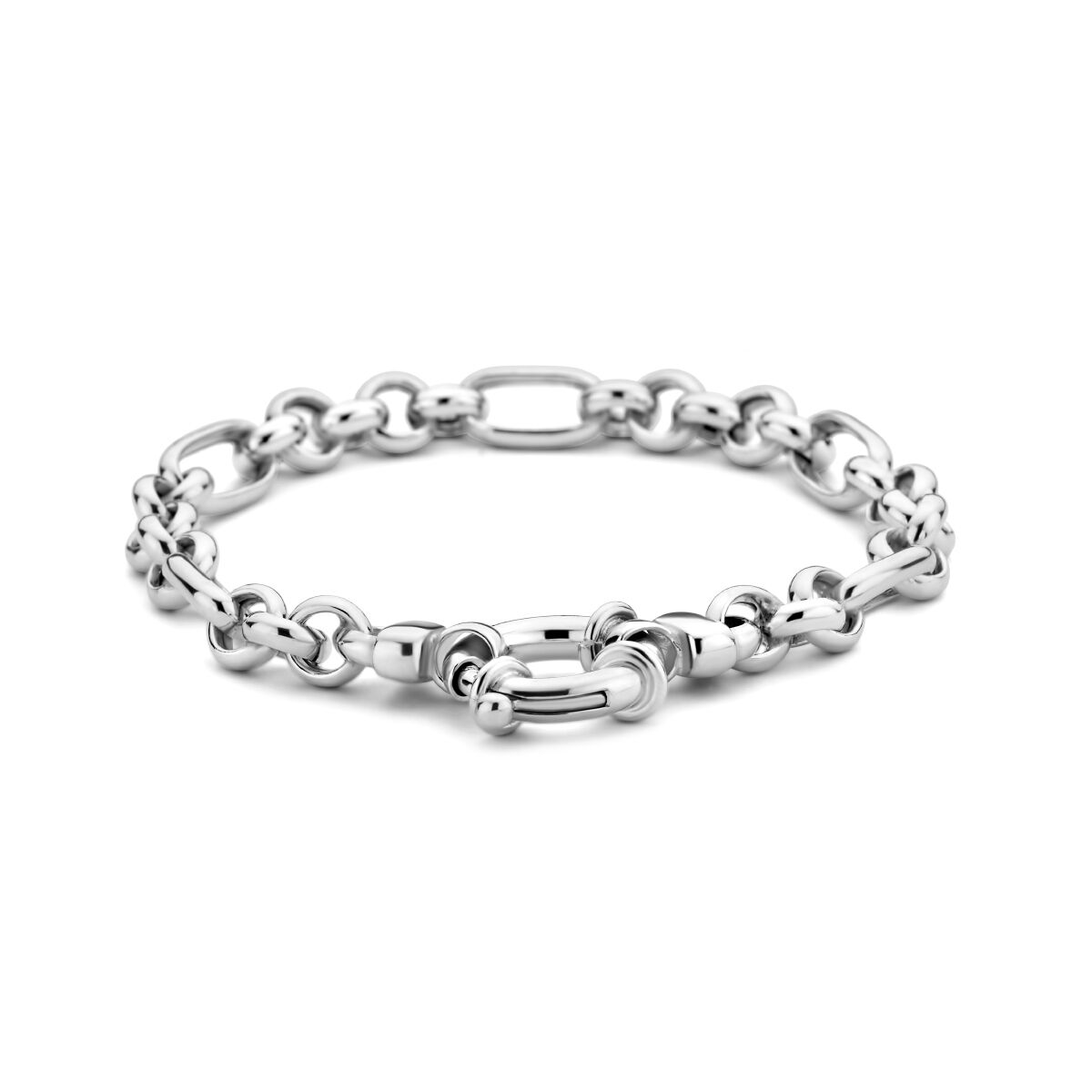 Zilveren armband van 19,5 cm met een breedte van 7,0 mm en groot springslot, gerhodineerd.