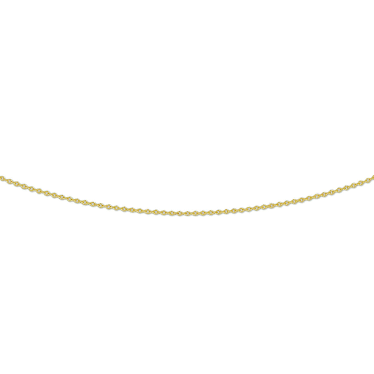Collier en or jaune 14K avec maillons plats de 0,8 mm, disponible en 41, 43 et 45 cm.