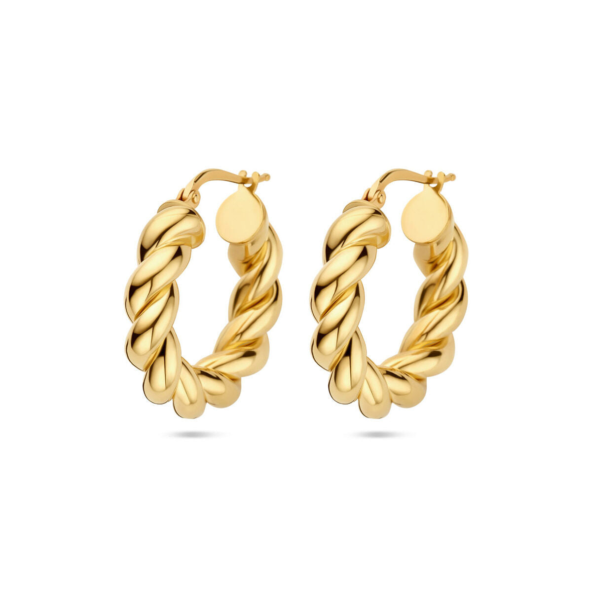 Boucles d'oreilles en argent doré à l'or jaune, au design torsadé.