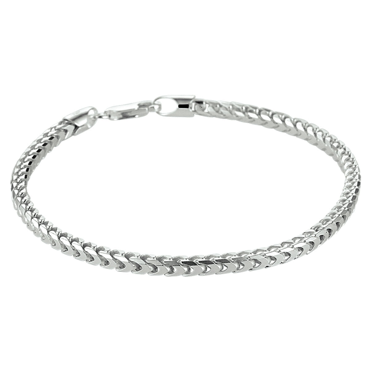 Bracelet gourmette en argent de 3,0 mm avec maillons entrelacés et fermoir.