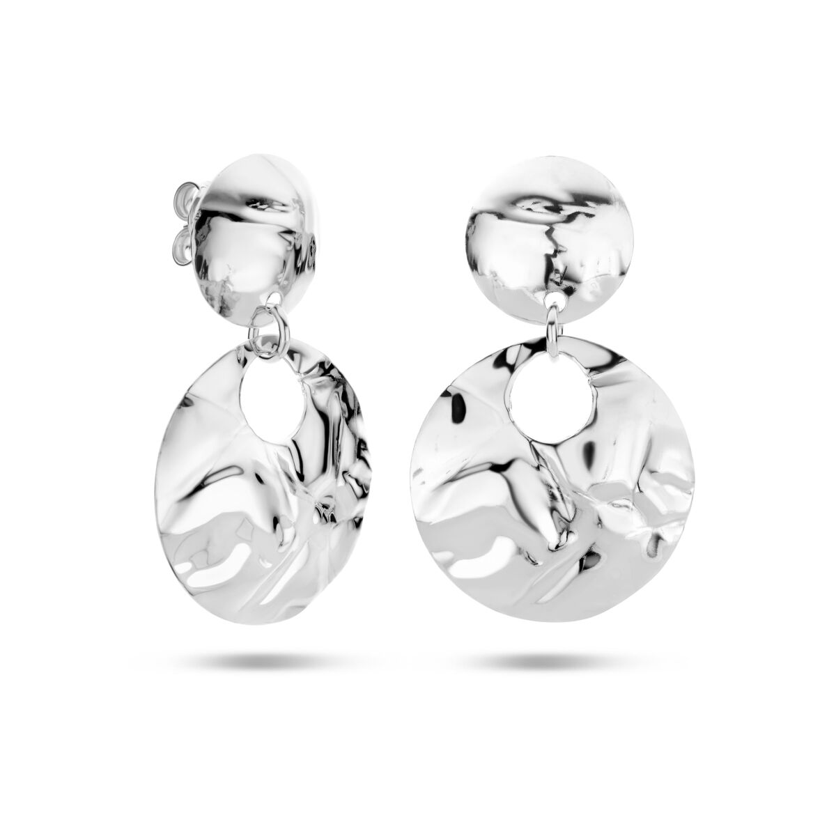 boucles d'oreilles martelées argent rhodié