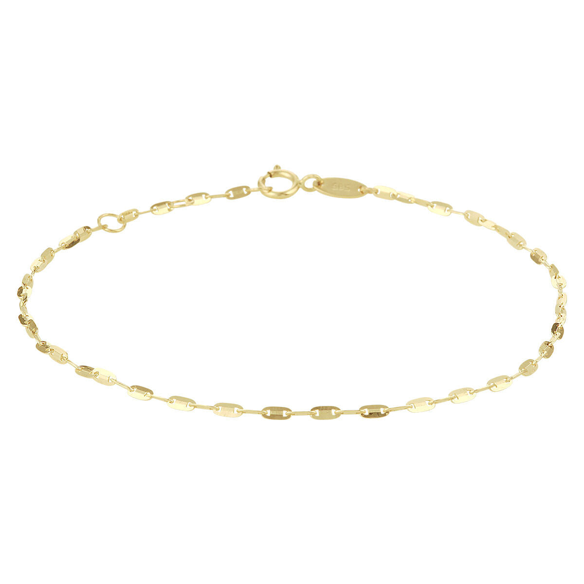 Bracelet en or jaune 14K avec maillons ovales, longueur de 24 à 26 cm.