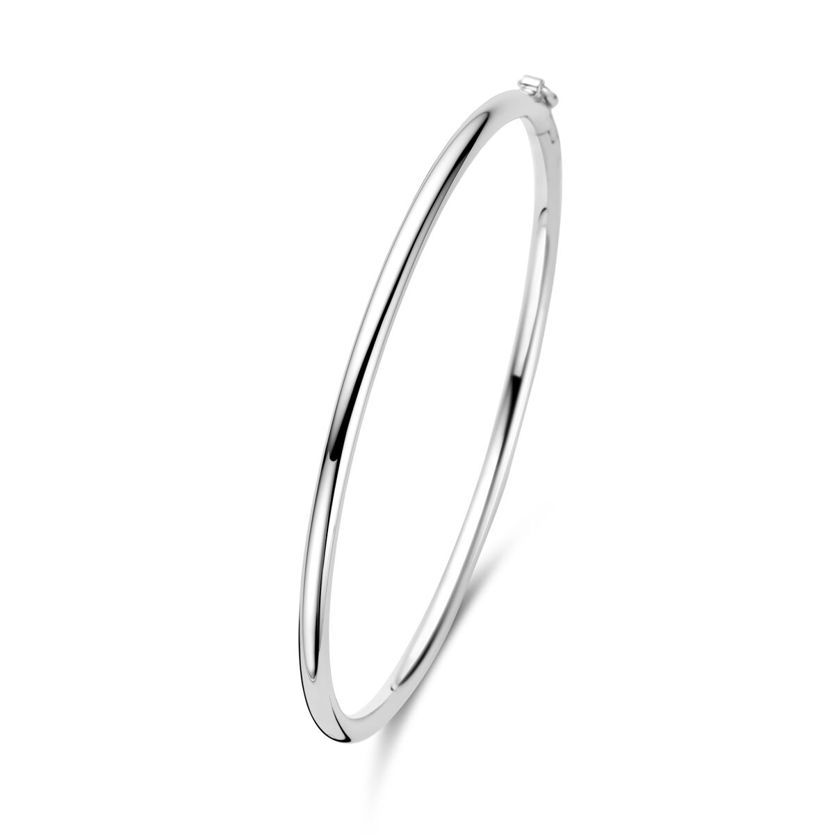 Bracelet jonc en argent rhodié, forme ronde, diamètre de 60 mm.