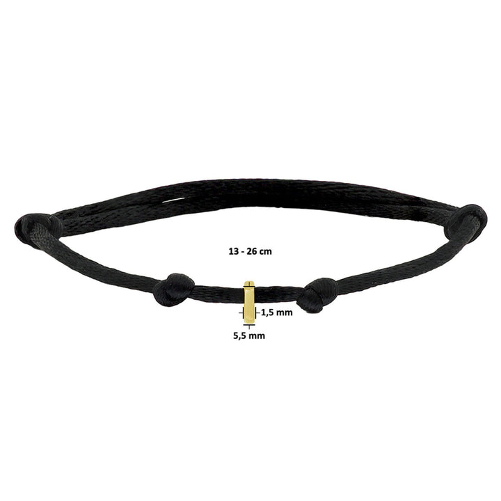 armband satijn letter 14K goud met rubber/nylon/leer