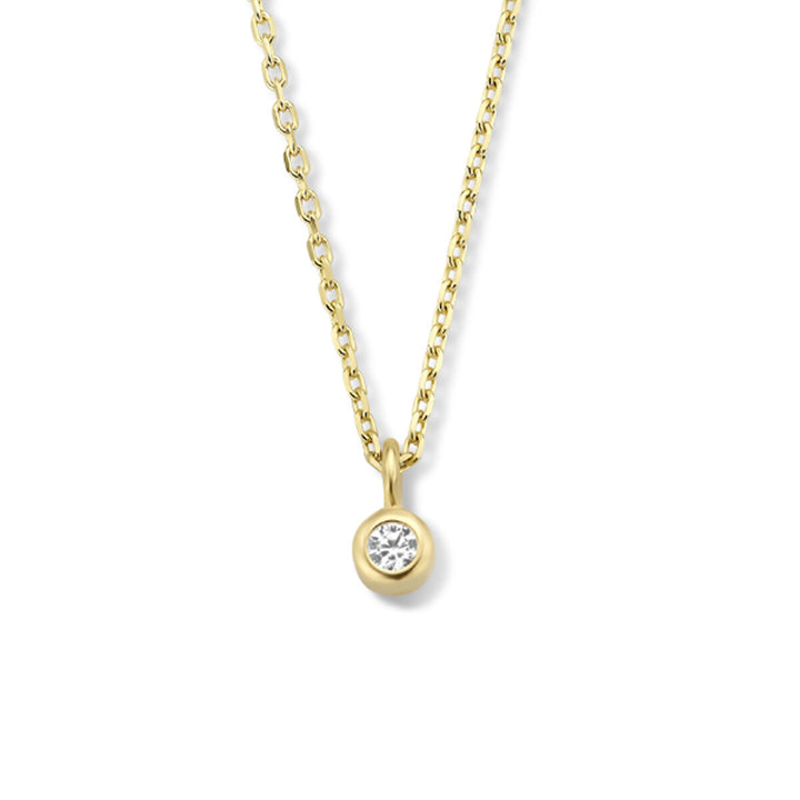 collier zirkonia 41 + 4 cm 14K geelgoud