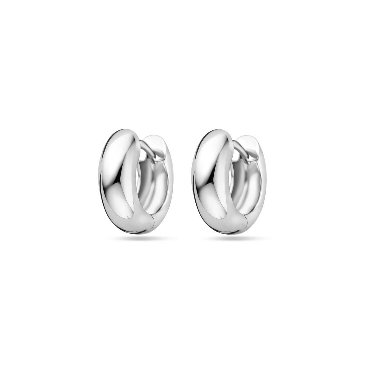 Boucles d'oreilles en argent rhodié de 13,5 mm, au design lisse et arrondi.
