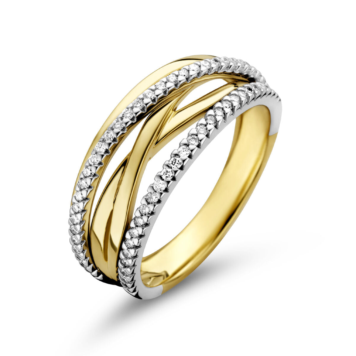 Bague en or bicolore jaune et blanc avec diamants de 0,25 ct.