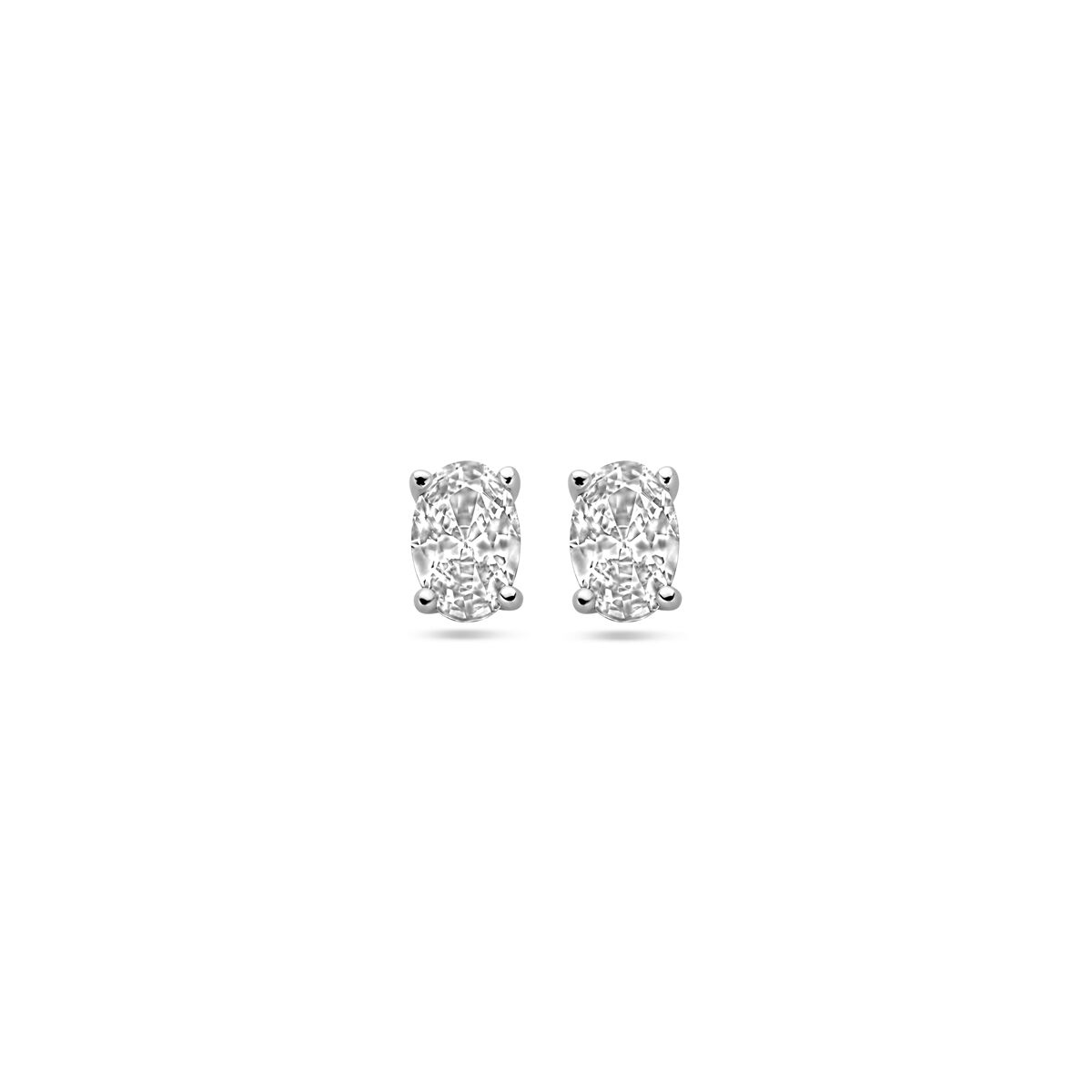 Boucles d'oreilles en argent rhodié ornées de zirconia, forme rectangulaire.
