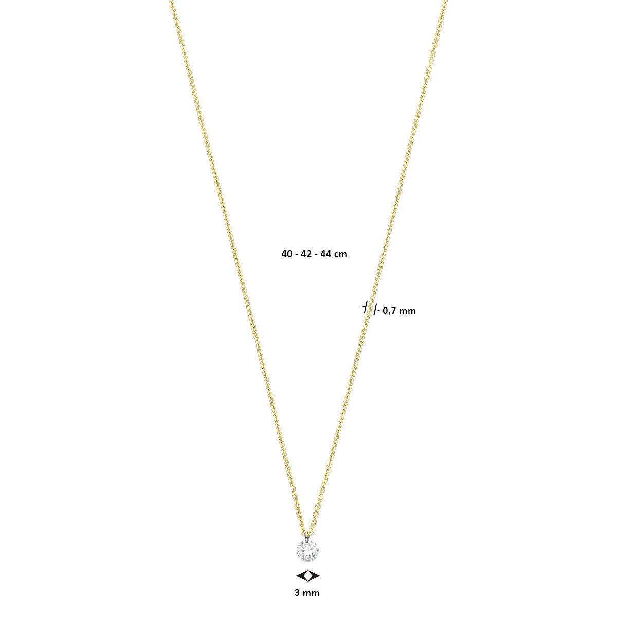 collier diamant 40 – 42 – 44 cm 0.10ct g si or jaune 18K