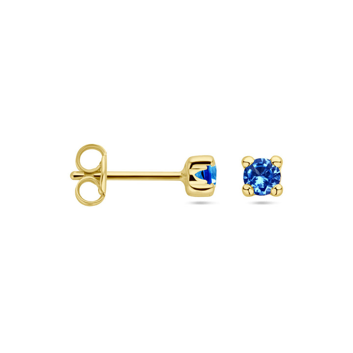 oorknoppen synth. aquamarijn 14K geelgoud