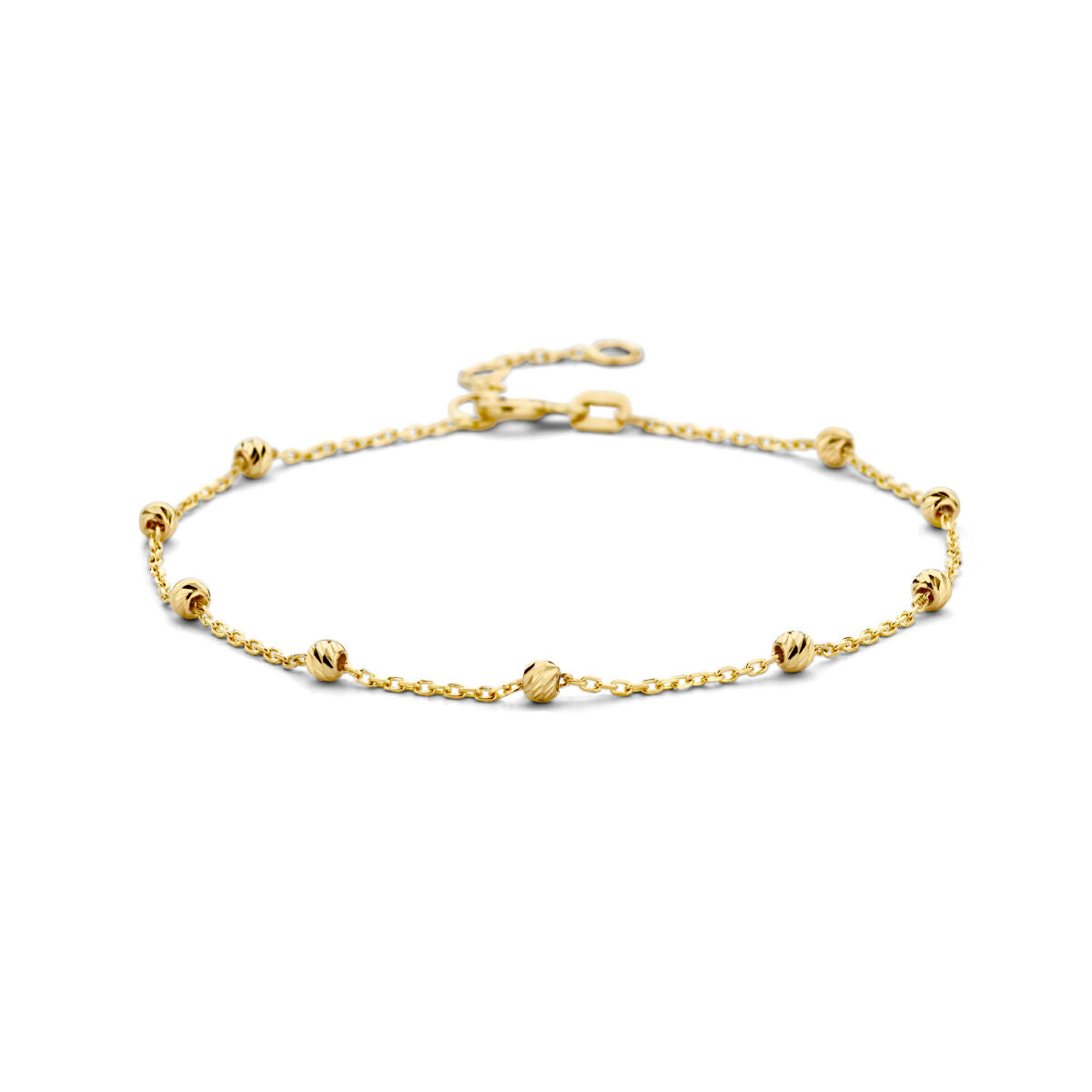 Bracelet en or 14K avec des billes diamantées.