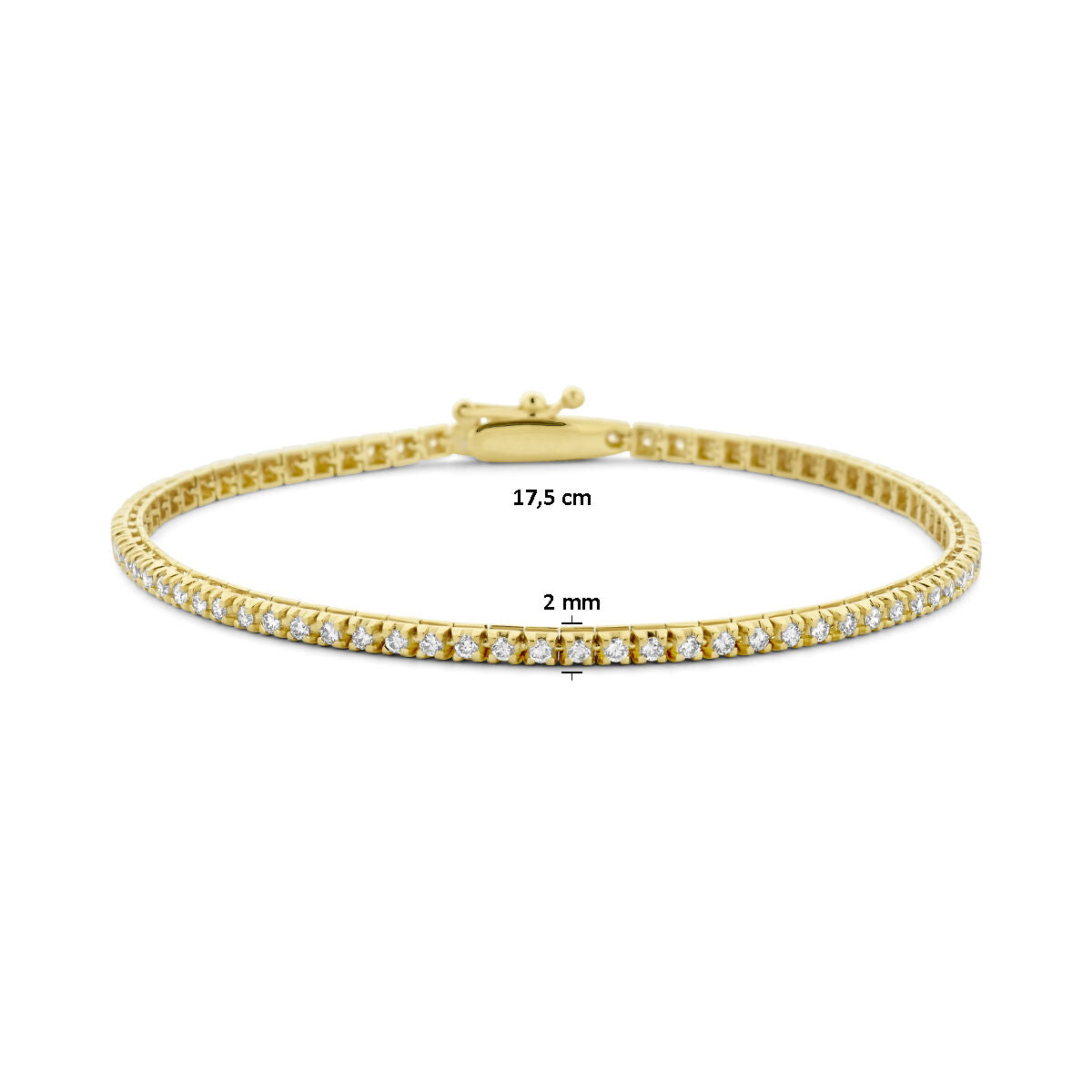 bracelet de tennis diamant lab grown 1.00ct g si 2,0 mm 17,5 cm or jaune 14K